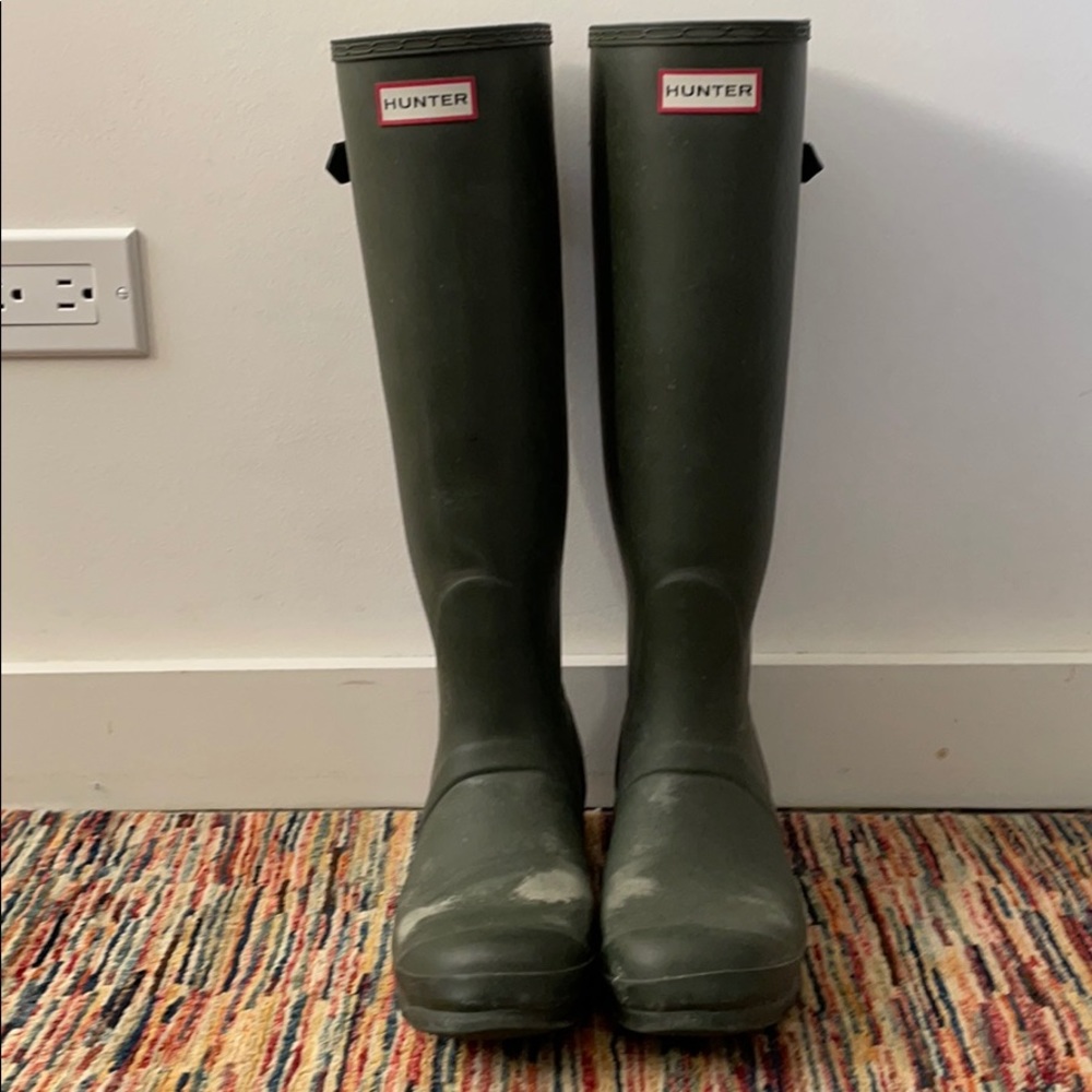 Wide calf tall Hunter rain boots